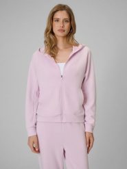 4F Bluza dresowa regular z kapturem damska - różowa XXL. Czerwone bluzy 4f, xxl, bez wzorów, z dresówki, z kapturem. Za 169.99 zł.