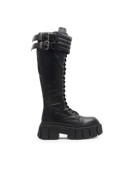 Jenny Fairy Kozaki Hallam HY0581-9 Czarny. Czarne kozaki Jenny Fairy, ze skóry, bez obcasa, na płaskiej podeszwie, bez zapięcia. Za 249.99 zł.