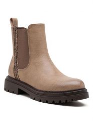 Foreverfolie Sztyblety w kolorze khaki rozmiar: 38. Brązowe botki Foreverfolie, bez wzorów, bez obcasa, bez zapięcia. Za 176.50 zł.