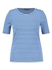 SAMOON Koszulka w kolorze niebiesko-białym rozmiar: 48. Niebieskie bluzki Samoon, bez wzorów, bez kołnierzyka, bez ramiączek. Za 78.84 zł.