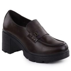 Półbuty mokasyny damskie na klocku brązowe Potocki SZ12700. Brązowe mokasyny POTOCKI, bez wzorów, ze skóry, bez obcasa. Za 160.99 zł.