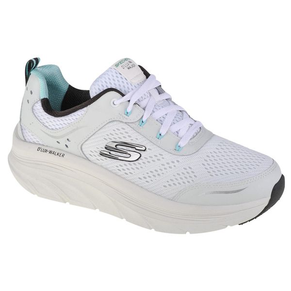 Buty sportowe Sneakersy damskie, Skechers D'Lux Walker. Białe obuwie sportowe Skechers, bez zapięcia, trekkingowe, Skechers Sport. Za 349.99 zł.