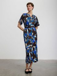 BGN Sukienka w kolorze niebiesko-kremowo-brązowym rozmiar: 34. Niebieskie sukienki BGN, na co dzień, bez wzorów, z tkaniny, bez kołnierzyka, bez ramiączek, maxi, proste. Za 86.99 zł.