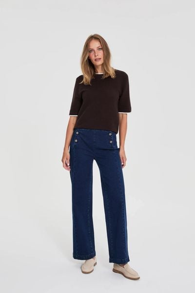 Jeansy z szerokimi nogawkami grantowe. Jeansy MOODO, l, bez wzorów. Za 159.99 zł.