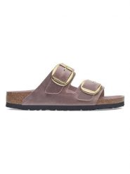 Birkenstock Skórzane klapki "Arizona" w kolorze fioletowym rozmiar: 39. Różowe klapki Birkenstock, bez wzorów, z otwartym noskiem, bez obcasa. Za 501.57 zł.