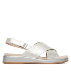 Sandały Caprice. Szare sandały Caprice, bez wzorów, bez obcasa, na płaskiej podeszwie, bez zapięcia. Za 339.99 zł.