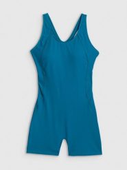 4F Kostium kąpielowy jednoczęściowy damski - turkusowy XL. Niebieskie szorty 4f, bez wzorów, z dresówki, sportowe. Za 149.99 zł.
