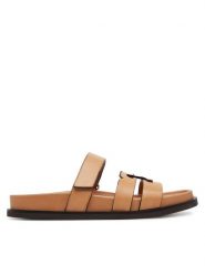 Tory Burch Klapki Ines Sport 168791 Brązowy. Brązowe klapki Tory Burch, bez wzorów, ze skóry, bez obcasa. Za 1,299.00 zł.