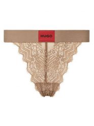 HUGO Stringi 50535036 Beżowy. Brązowe stringi Hugo, bez wzorów, z syntetyku. Za 89.99 zł.