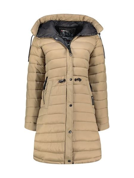 Geographical Norway Płaszcz zimowy "Batiga" w kolorze beżowym rozmiar: L. Brązowe płaszcze Geographical Norway, na zimę, l, bez wzorów, z puchu, bez kaptura. Za 363.71 zł.