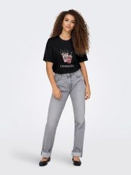 ONLY Koszulka w kolorze czarnym rozmiar: XL. Czarne bluzki Only, xl, bez wzorów, z bawełny, bez kołnierzyka, bez ramiączek. Za 79.59 zł.