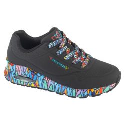 Buty sportowe Sneakersy damskie, Uno - Ravaged Love. Czarne obuwie sportowe Skechers, bez zapięcia, trekkingowe. Za 449.99 zł.
