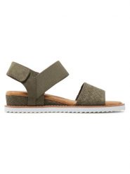 Skechers Sandały Desert Kiss 31440/OLV Zielony. Zielone sandały Skechers, bez wzorów, z materiału, bez obcasa, na płaskiej podeszwie, bez zapięcia. Za 169.99 zł.