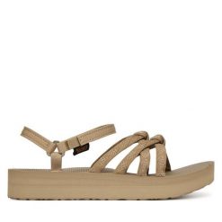 Sandały Teva. Brązowe sandały Teva, bez wzorów, bez obcasa, na płaskiej podeszwie, bez zapięcia. Za 319.99 zł.