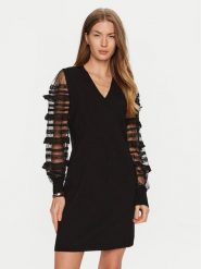 TWINSET Sukienka dzianinowa 241TP3530 Czarny Regular Fit. Czarne sukienki Twinset, l, bez wzorów, z dzianiny, bez kołnierzyka, bez ramiączek. Za 349.99 zł.