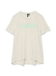 Vero Moda Koszulka "Simone" w kolorze kremowym rozmiar: XL. Brązowe bluzki Vero Moda, xl, bez wzorów, z bawełny, bez kołnierzyka, bez ramiączek. Za 52.79 zł.