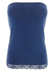 COTONELLA Top w kolorze niebieskim rozmiar: M. Niebieskie topy COTONELLA, m, bez wzorów, z koronki, bez kołnierzyka, bez ramiączek. Za 20.95 zł.