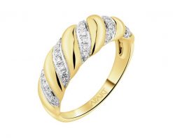 Pierścionek z żółtego złota z diamentami - 0,15 ct - próba 585. Żółte pierścionki Apart, z diamentem, złote. Za 3,490.00 zł.