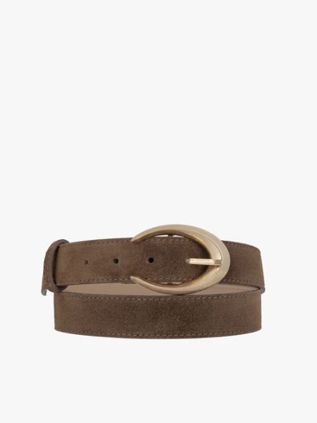 Jasnobrązowy pasek ze skóry welurowej. Brązowe paski Ryłko, bez wzorów, z jeansu, eleganckie. Za 129.99 zł.