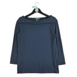 Second life - Damski sweter w kolorze granatowym - Stan bardzo dobry. Niebieskie golfy RALPH LAUREN, bez wzorów, bez ramiączek. Za 101.48 zł.