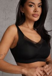 Czarny Sportowy Biustonosz z Usztywnieniem Ozdobiony Siateczkową Wstawką Edalissa. Czarne bielizna sportowa Renee, l, bez wzorów. Za 24.99 zł.