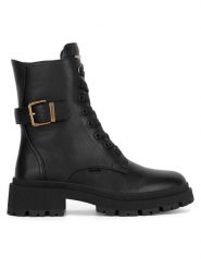 MEXX Botki MI001712943W Czarny. Czarne botki Mexx, bez wzorów, ze skóry, bez obcasa, na płaskiej podeszwie, bez zapięcia. Za 329.99 zł.