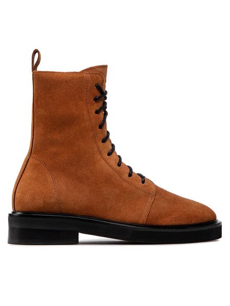 Simple Trzewiki SL-34-02-000075 Brązowy. Brązowe botki Simple, bez wzorów, ze skóry, bez obcasa, na płaskiej podeszwie, bez zapięcia. Za 349.99 zł.