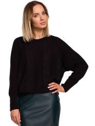 Made of emotion Sweter w kolorze czarnym rozmiar: L/XL. Czarne swetry Made Of Emotion, l, bez wzorów, ze splotem, bez ramiączek. Za 97.28 zł.