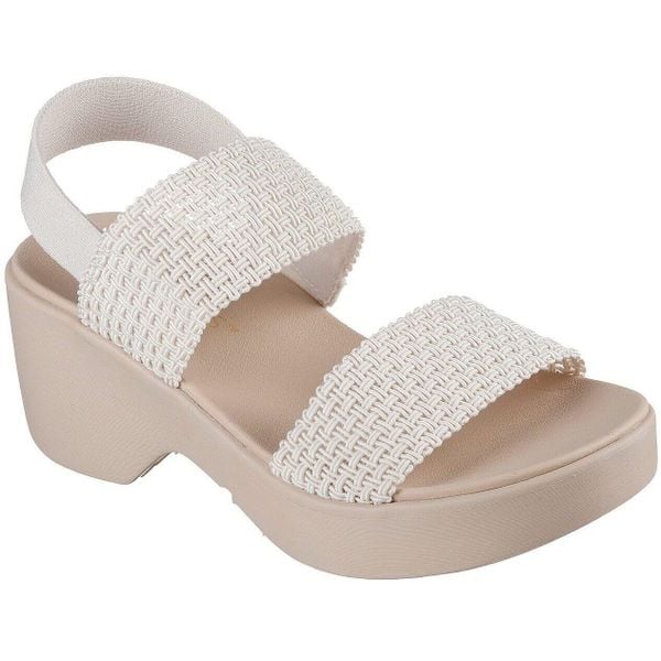 Sandały SKECHERS 119413S Beżowy. Brązowe sandały Skechers, bez wzorów, z materiału, bez obcasa, bez zapięcia. Za 390.00 zł.