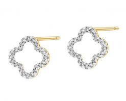 Kolczyki z żółtego złota z diamentami - 0,20 ct - próba 585. Żółte kolczyki Apart, z diamentem, złote. Za 2,790.00 zł.
