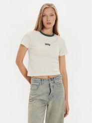 Levi's® T-Shirt Essential Sporty A8798-0014 Écru Slim Fit. T-shirty s, bez wzorów, z bawełny, bez kołnierzyka, bez ramiączek. Za 89.99 zł.