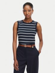 Tommy Hilfiger Top Multistripe WW0WW50025 Granatowy Slim Fit. Niebieskie topy TOMMY HILFIGER, xxs, bez wzorów, z bawełny, bez kołnierzyka, bez ramiączek. Za 129.99 zł.