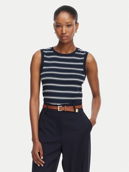 Tommy Hilfiger Top Multistripe WW0WW50025 Granatowy Slim Fit. Niebieskie topy TOMMY HILFIGER, xxs, bez wzorów, z bawełny, bez kołnierzyka, bez ramiączek. Za 116.99 zł.