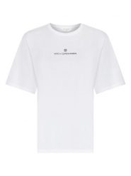 MOSS COPENHAGEN Koszulka "Theana" w kolorze białym rozmiar: S/M. Białe bluzki Moss Copenhagen, m, bez wzorów, z bawełny, bez kołnierzyka, bez ramiączek. Za 64.95 zł.
