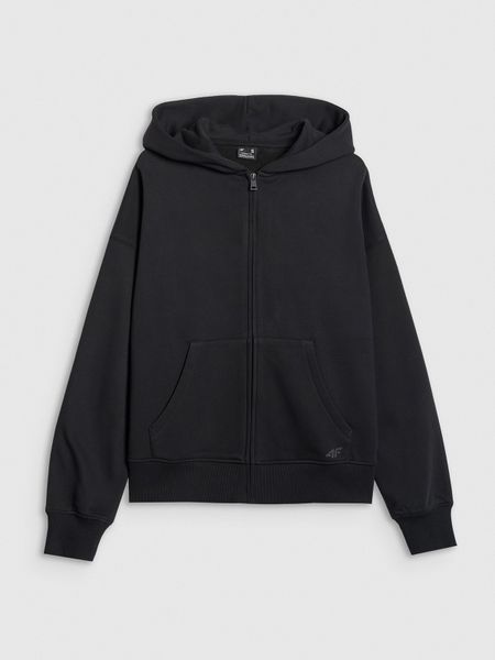 4F Bluza dresowa rozpinana z kapturem damska - czarna L. Czarne bluzy 4f, l, bez wzorów, z dresówki, z kapturem. Za 169.99 zł.