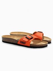 Sunbay Klapki "Jasmin" rozmiar: 39. Pomarańczowe klapki Sunbay, bez wzorów, z otwartym noskiem, bez obcasa. Za 119.95 zł.