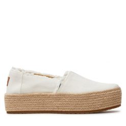 Espadryle Toms. Białe espadryle Toms, bez wzorów, bez obcasa, bez zapięcia. Za 299.99 zł.