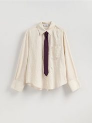 Koszula z krawatem - wielobarwny. Koszule Reserved, l, bez wzorów, z tkaniny, bez kołnierzyka, bez ramiączek. Za 159.99 zł.