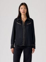 Levi's Koszula w kolorze czarnym rozmiar: L. Czarne koszule Levi's®, l, bez wzorów, z wiskozy, bez kołnierzyka, bez ramiączek. Za 146.45 zł.