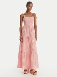 Roxy Sukienka letnia Tropical Glow ERJWD03945 Różowy Regular Fit. Czerwone sukienki Roxy, na lato, l, bez wzorów, z bawełny, bez kołnierzyka, bez ramiączek. Za 339.99 zł.