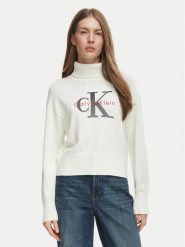 Calvin Klein Jeans Golf LV047H329G Kremowy Regular Fit. Białe golfy Calvin Klein Jeans, xl, bez wzorów, z bawełny, bez ramiączek. Za 449.99 zł.