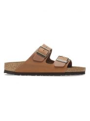 Birkenstock Skórzane klapki "Arizona" w kolorze jasnobrązowym rozmiar: 38. Brązowe klapki Birkenstock, bez wzorów, z otwartym noskiem, bez obcasa. Za 465.55 zł.