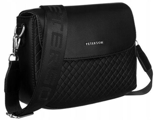 Listonoszka damska Peterson PTN 6455 czarna. Czarne torebki klasyczne Peterson, bez wzorów, ze skóry ekologicznej, bez dodatków. Za 83.99 zł.