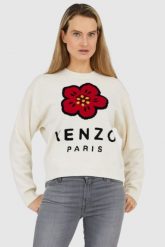 KENZO Kremowy sweter damski boke flower, Rozmiar M. Białe swetry Kenzo, m, bez wzorów, bez ramiączek. W wyprzedaży za 769.99 zł.