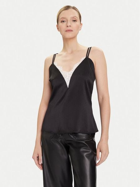 Morgan Bluzka 252-OLAF Czarny Slim Fit. Czarne bluzki Morgan, bez wzorów, z syntetyku, bez kołnierzyka, bez ramiączek. Za 199.99 zł.