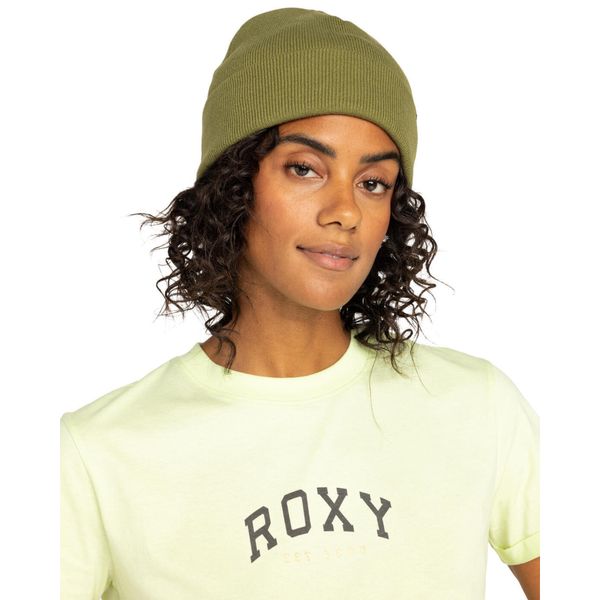 Czapka z mankietem dla Kobiety TROPICAL SNOW Zielony. Zielone czapki Roxy, bez wzorów, z dzianiny. Za 89.00 zł.