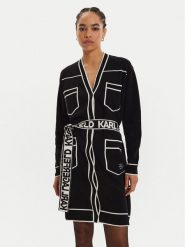 KARL LAGERFELD Kardigan 240W2020 Czarny Regular Fit. Czarne kardigany KARL LAGERFELD, l, bez wzorów, z bawełny. Za 649.99 zł.