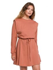 Be Wear Sukienka w kolorze koralowym rozmiar: S/M. Czerwone sukienki Be Wear, m, bez wzorów, bez kołnierzyka, bez ramiączek, mini. Za 92.42 zł.