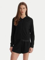 Guess Bluza O6GQ01 KCQP2 Czarny Regular Fit. Czarne bluzy Guess, l, z aplikacjami, z wiskozy, bez kaptura. Za 299.99 zł.