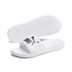 Klapki Popcat 20 PUMA White Black. Białe klapki Puma, bez wzorów, z materiału, bez obcasa. Za 285.00 zł.